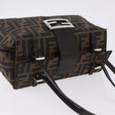 FENDI Zucca Canvas Mamma Baguette Hand Bag Brown Silver Auth 195795V-6
