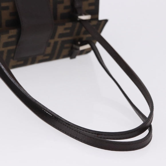 FENDI Zucca Canvas Mamma Baguette Hand Bag Brown Silver Auth 195795V