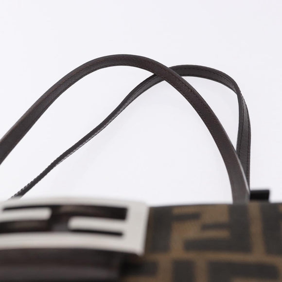 FENDI Zucca Canvas Mamma Baguette Hand Bag Brown Silver Auth 195795V