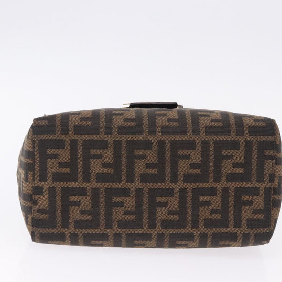 FENDI Zucca Canvas Mamma Baguette Hand Bag Brown Silver Auth 195795V