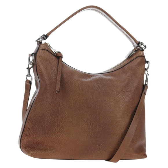 GUCCI Interlocking Hand Bag Leather 2way Brown Silver 326514 Auth 195798V