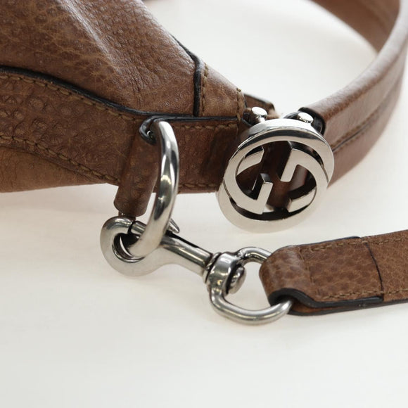 GUCCI Interlocking Hand Bag Leather 2way Brown Silver 326514 Auth 195798V