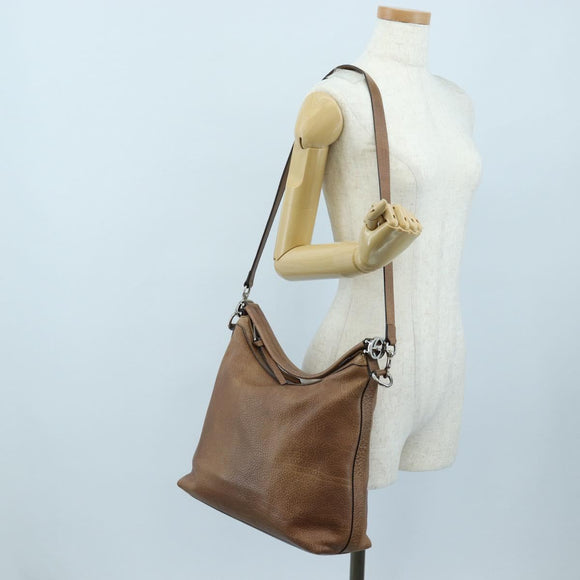 GUCCI Interlocking Hand Bag Leather 2way Brown Silver 326514 Auth 195798V