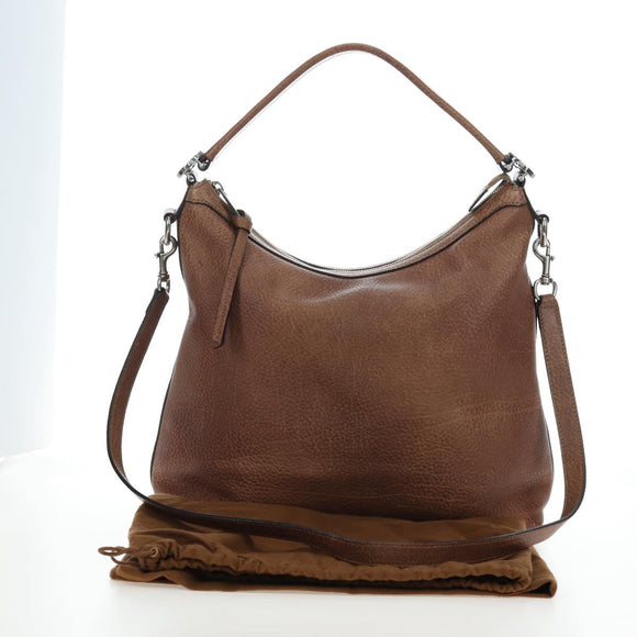 GUCCI Interlocking Hand Bag Leather 2way Brown Silver 326514 Auth 195798V