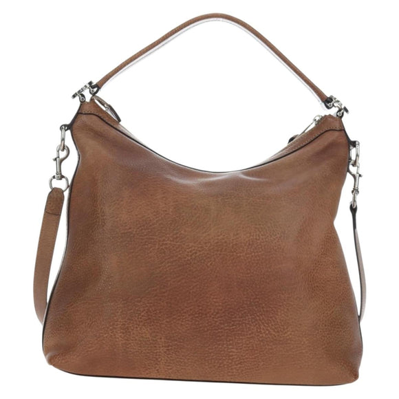 GUCCI Interlocking Hand Bag Leather 2way Brown Silver 326514 Auth 195798V