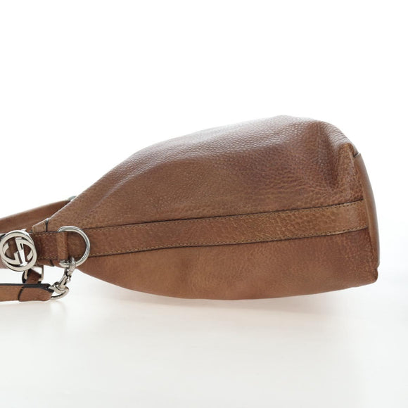 GUCCI Interlocking Hand Bag Leather 2way Brown Silver 326514 Auth 195798V
