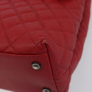 CHANEL Matelasse Coco Handle Chain Bag Caviar Skin 2way Red CC Auth 195900V-13