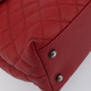 CHANEL Matelasse Coco Handle Chain Bag Caviar Skin 2way Red CC Auth 195900V-14