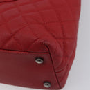 CHANEL Matelasse Coco Handle Chain Bag Caviar Skin 2way Red CC Auth 195900V-15