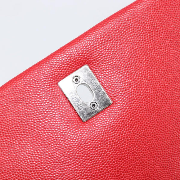 CHANEL Matelasse Coco Handle Chain Bag Caviar Skin 2way Red CC Auth 195900V