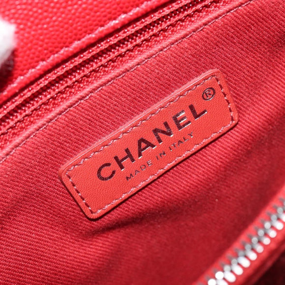 CHANEL Matelasse Coco Handle Chain Bag Caviar Skin 2way Red CC Auth 195900V