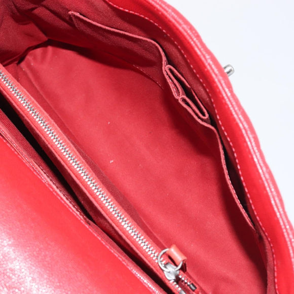 CHANEL Matelasse Coco Handle Chain Bag Caviar Skin 2way Red CC Auth 195900V