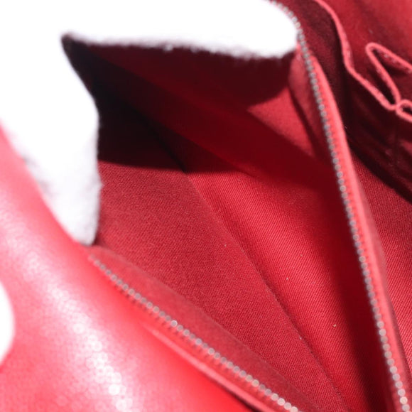 CHANEL Matelasse Coco Handle Chain Bag Caviar Skin 2way Red CC Auth 195900V