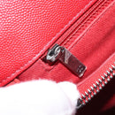 CHANEL Matelasse Coco Handle Chain Bag Caviar Skin 2way Red CC Auth 195900V-28