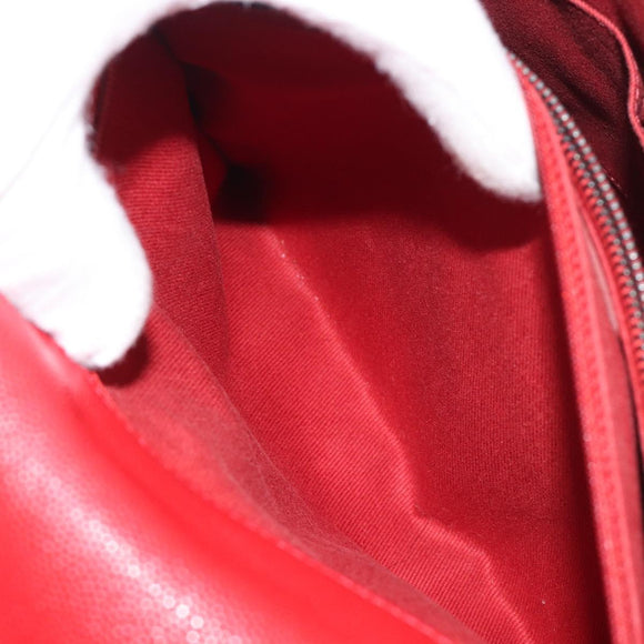 CHANEL Matelasse Coco Handle Chain Bag Caviar Skin 2way Red CC Auth 195900V