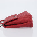 CHANEL Matelasse Coco Handle Chain Bag Caviar Skin 2way Red CC Auth 195900V-5