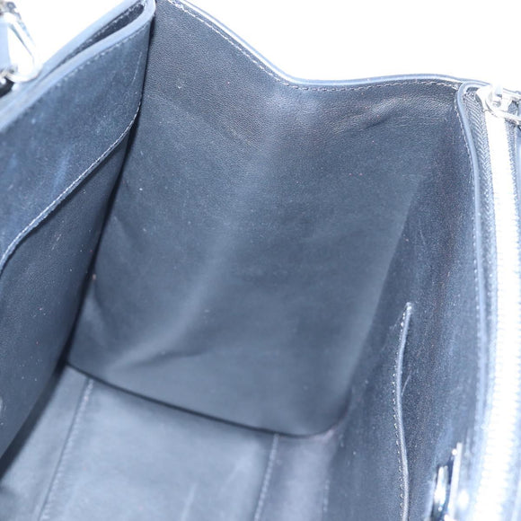 LOUIS VUITTON City Steamer MM Hand Bag Leather Black Silver LV Auth 195902SM