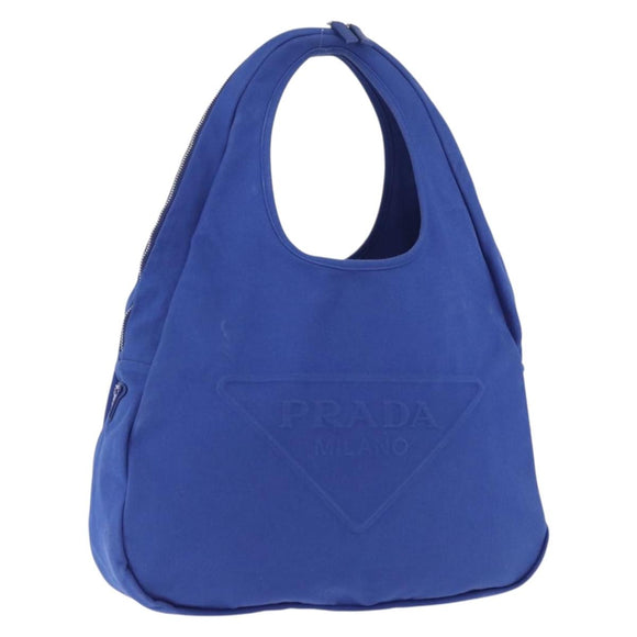 PRADA Shoulder Bag Canvas Blue Silver Auth 195903A
