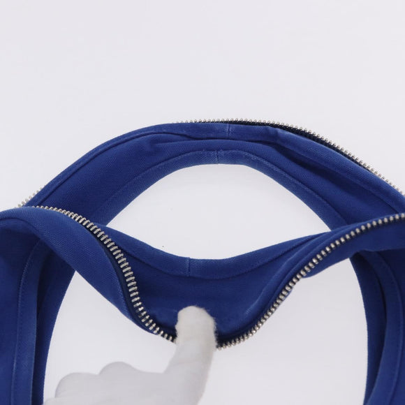 PRADA Shoulder Bag Canvas Blue Silver Auth 195903A
