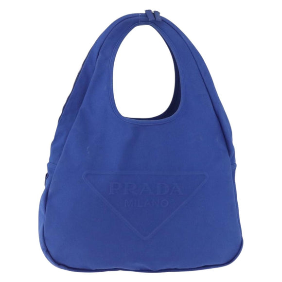 PRADA Shoulder Bag Canvas Blue Silver Auth 195903A