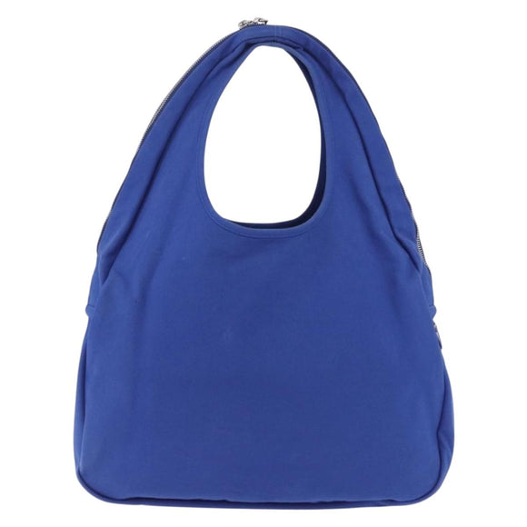 PRADA Shoulder Bag Canvas Blue Silver Auth 195903A