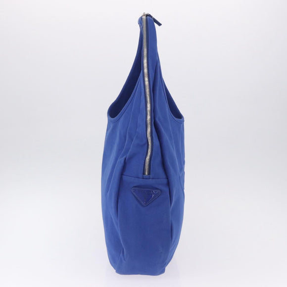 PRADA Shoulder Bag Canvas Blue Silver Auth 195903A