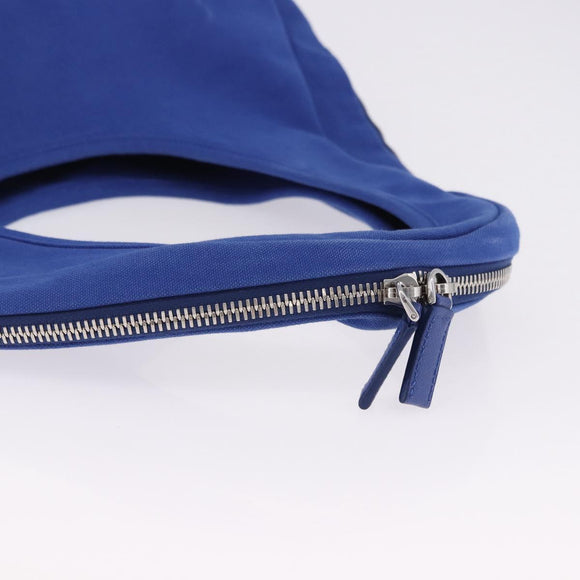 PRADA Shoulder Bag Canvas Blue Silver Auth 195903A
