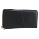 SAINT LAURENT Cassandra Long Wallet Leather Black Gold Auth 195906A-1