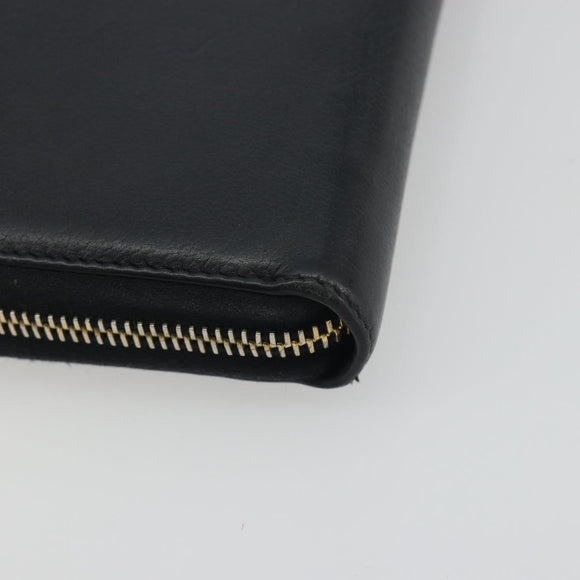 SAINT LAURENT Cassandra Long Wallet Leather Black Gold Auth 195906A