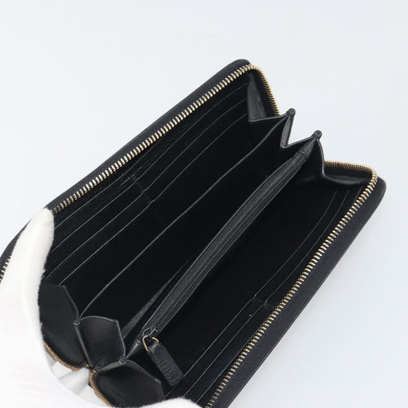 SAINT LAURENT Cassandra Long Wallet Leather Black Gold Auth 195906A