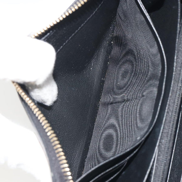 SAINT LAURENT Cassandra Long Wallet Leather Black Gold Auth 195906A