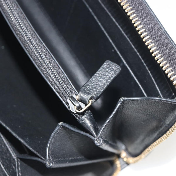 SAINT LAURENT Cassandra Long Wallet Leather Black Gold Auth 195906A