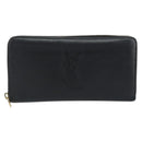 SAINT LAURENT Cassandra Long Wallet Leather Black Gold Auth 195906A-13