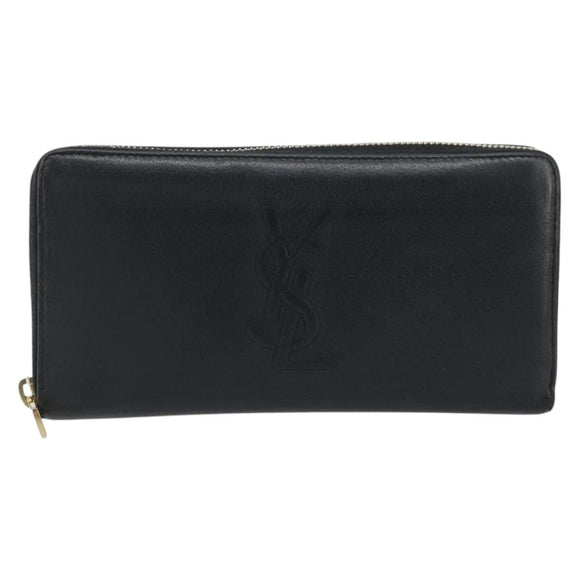 SAINT LAURENT Cassandra Long Wallet Leather Black Gold Auth 195906A