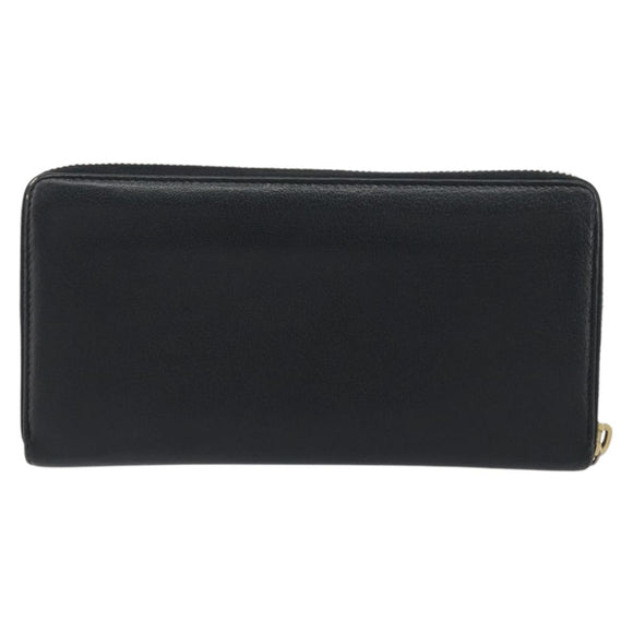 SAINT LAURENT Cassandra Long Wallet Leather Black Gold Auth 195906A