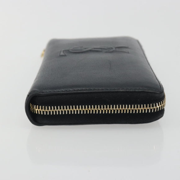 SAINT LAURENT Cassandra Long Wallet Leather Black Gold Auth 195906A