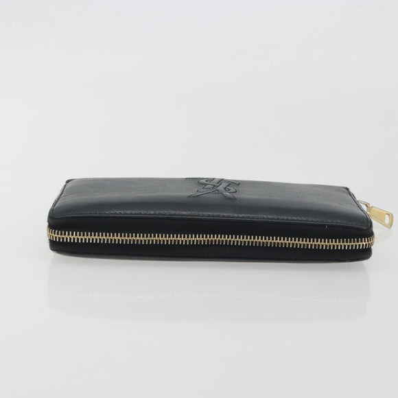 SAINT LAURENT Cassandra Long Wallet Leather Black Gold Auth 195906A