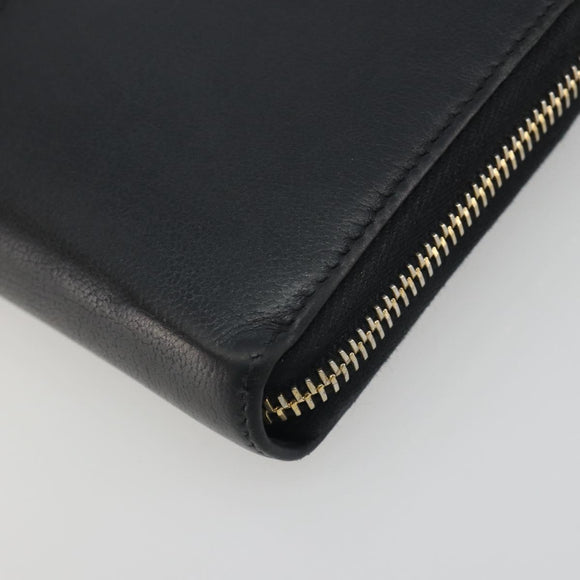 SAINT LAURENT Cassandra Long Wallet Leather Black Gold Auth 195906A