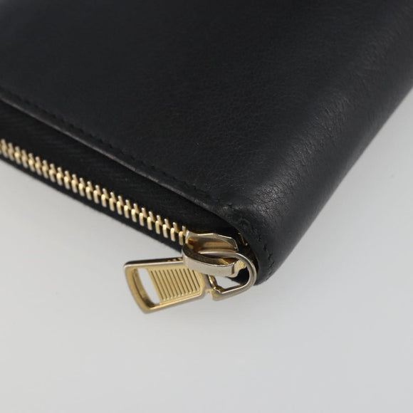 SAINT LAURENT Cassandra Long Wallet Leather Black Gold Auth 195906A