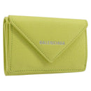 BALENCIAGA Paper Mini Trifold Wallet Leather Yellow Silver 391446 Auth 195909M-1