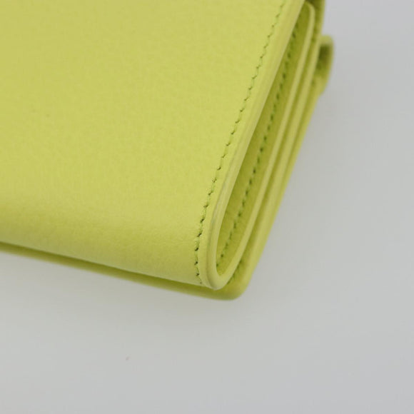 BALENCIAGA Paper Mini Trifold Wallet Leather Yellow Silver 391446 Auth 195909M