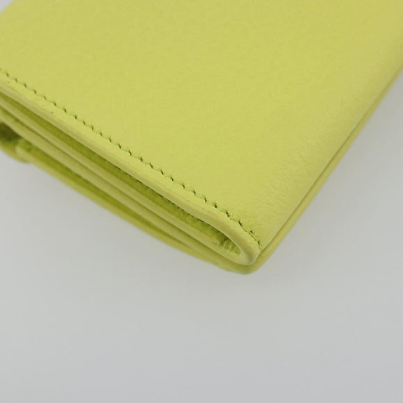 BALENCIAGA Paper Mini Trifold Wallet Leather Yellow Silver 391446 Auth 195909M