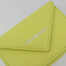 BALENCIAGA Paper Mini Trifold Wallet Leather Yellow Silver 391446 Auth 195909M-18
