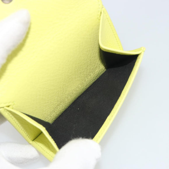 BALENCIAGA Paper Mini Trifold Wallet Leather Yellow Silver 391446 Auth 195909M