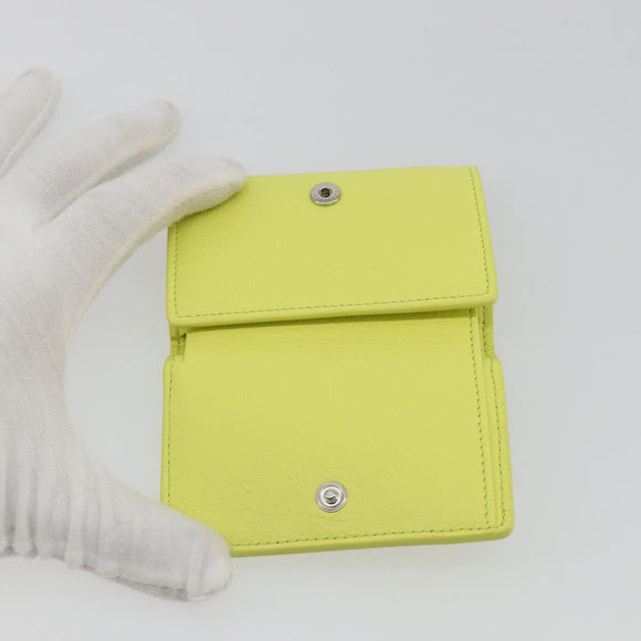 BALENCIAGA Paper Mini Trifold Wallet Leather Yellow Silver 391446 Auth 195909M