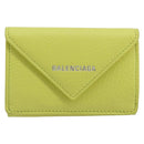 BALENCIAGA Paper Mini Trifold Wallet Leather Yellow Silver 391446 Auth 195909M-13
