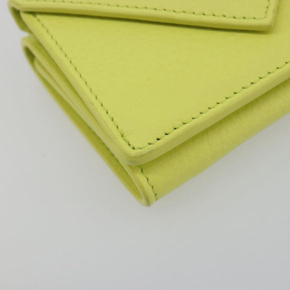 BALENCIAGA Paper Mini Trifold Wallet Leather Yellow Silver 391446 Auth 195909M