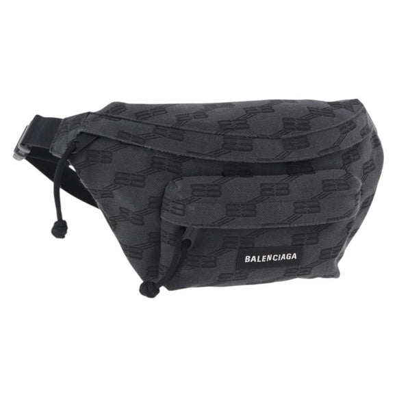 BALENCIAGA Body Bag Canvas Black Auth 195910A