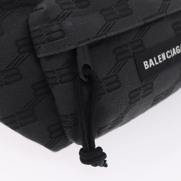 BALENCIAGA Body Bag Canvas Black Auth 195910A