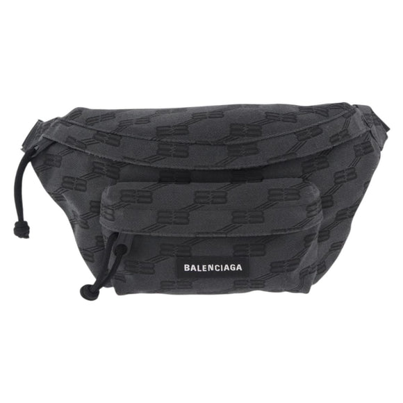 BALENCIAGA Body Bag Canvas Black Auth 195910A